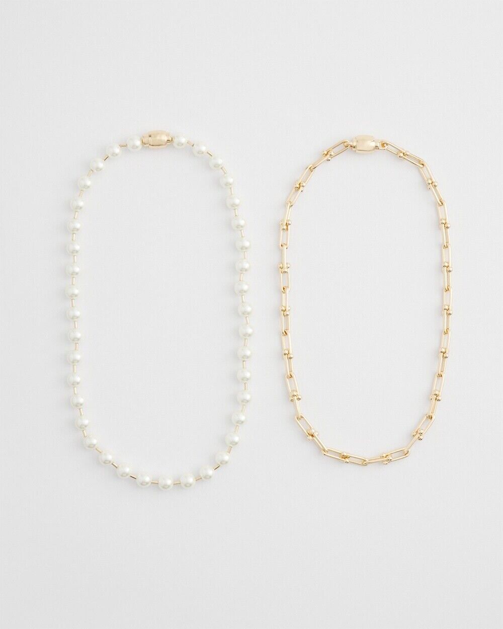 CHICO'S MAGNETICMIX FAUX PEARL LINKS NECKLACE