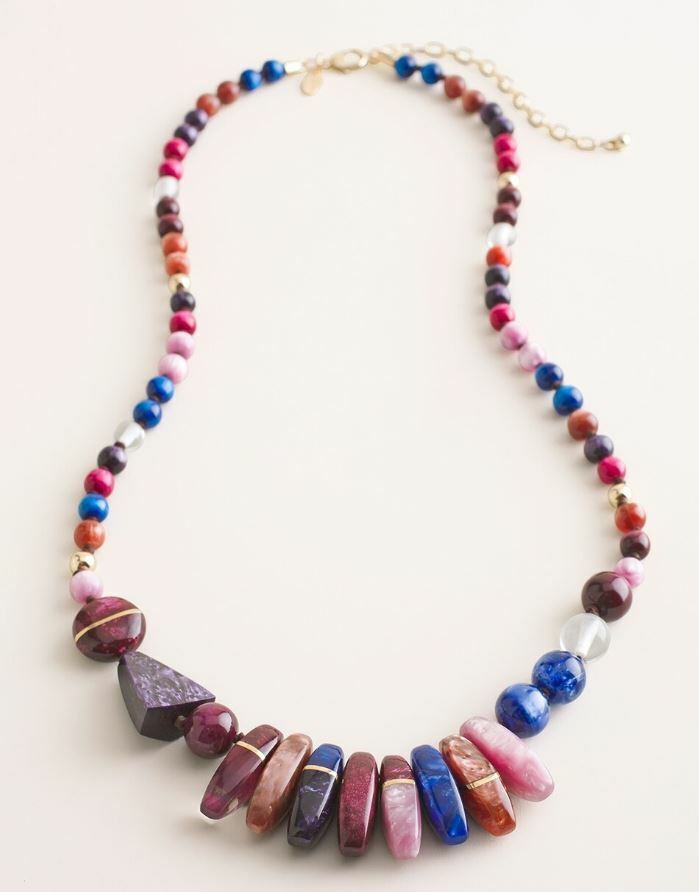 CHICO'S GEOMETRIC MULTI-COLORED SINGLE-STRAND NECKLACE