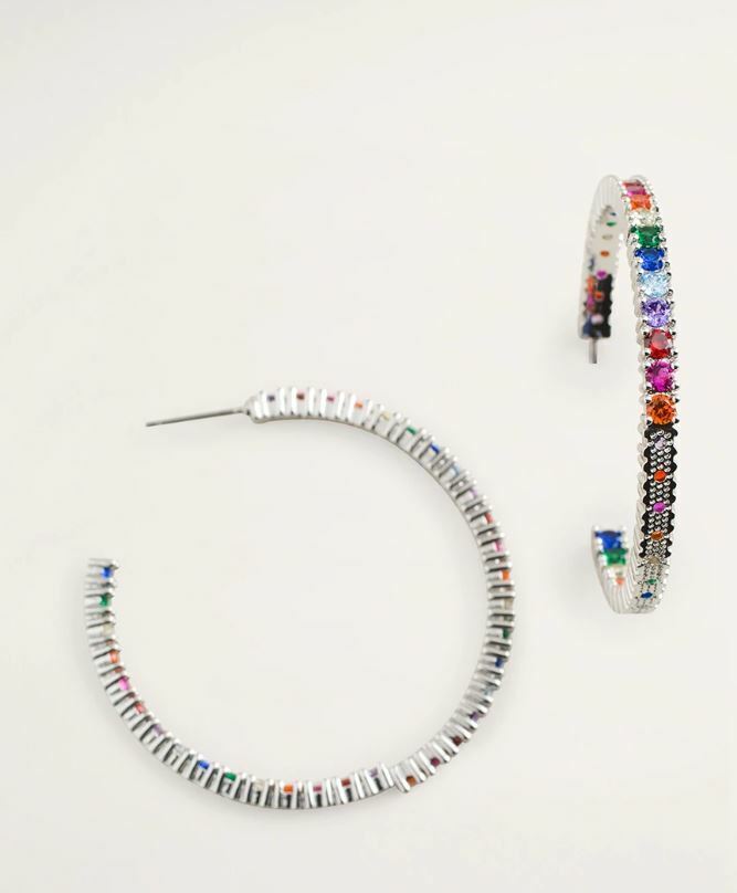 CHICO'S MULTI-COLORED BEADED IN-AND-OUT HOOP EARRINGS