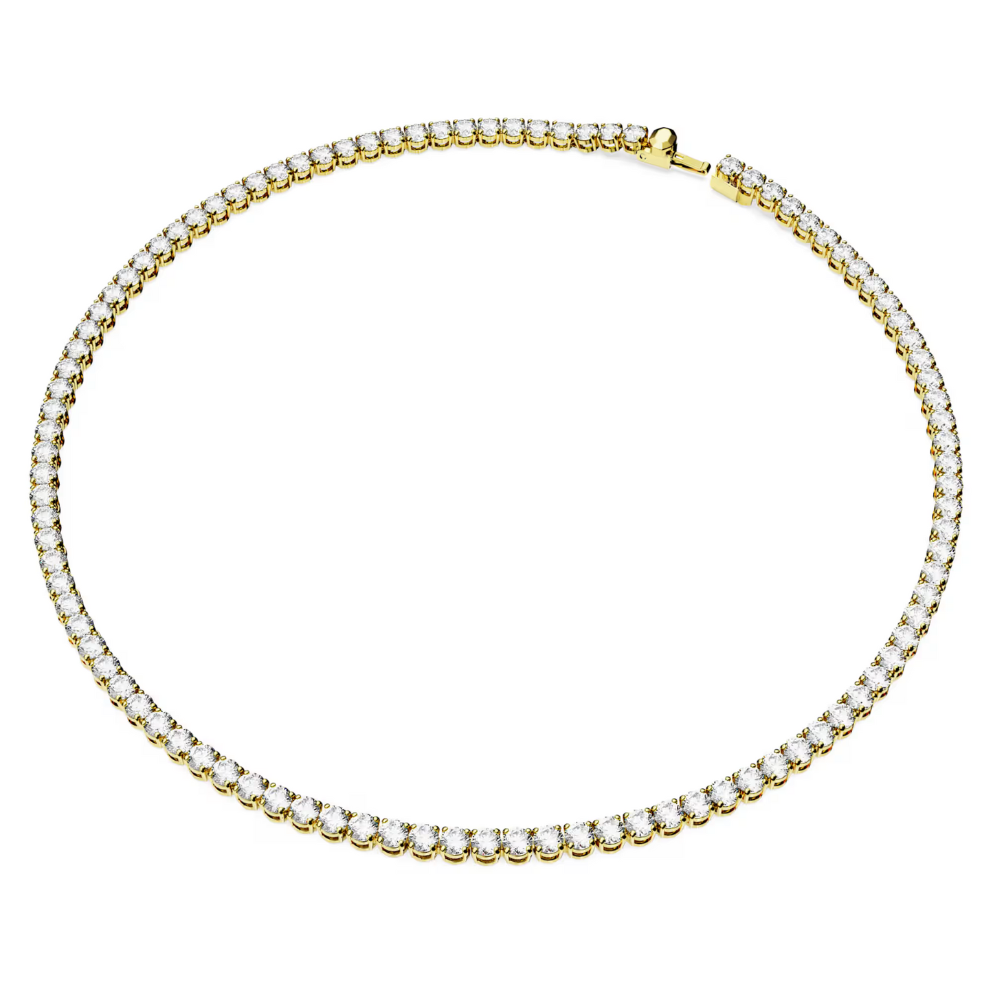 Swarovski Matrix Tennis necklace Round cut, White, Gold-tone plated