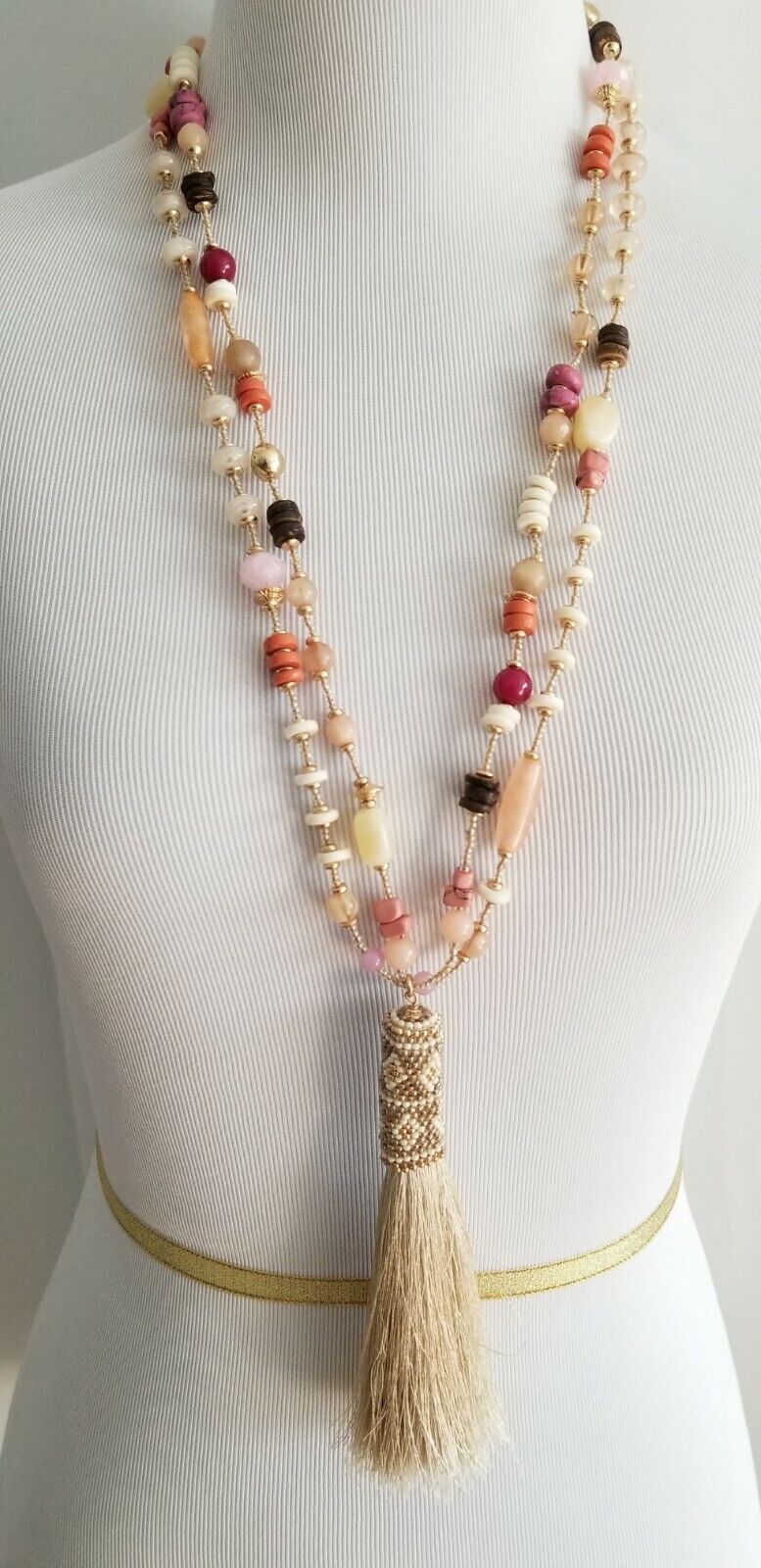 CHICO'S BEADED MULTI-COLORED TASSEL NECKLACE