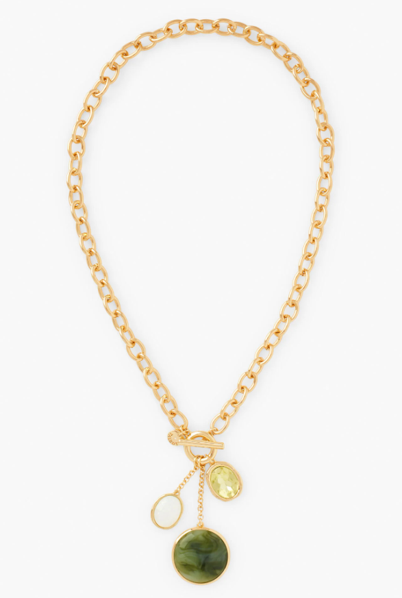 TALBOTS MOLTEN STONE CLUSTER NECKLACE
