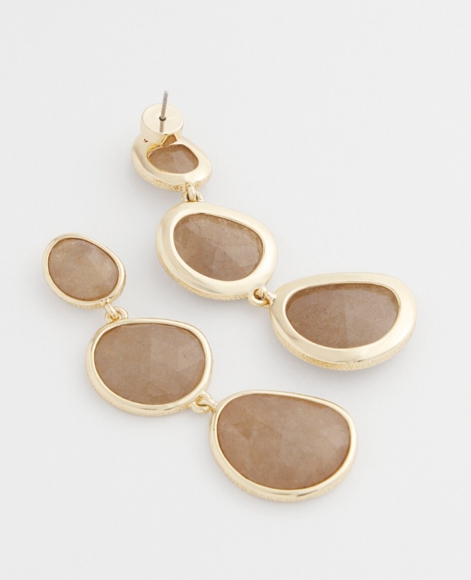 CHICO'S NEUTRAL STONE DROP EARRINGS