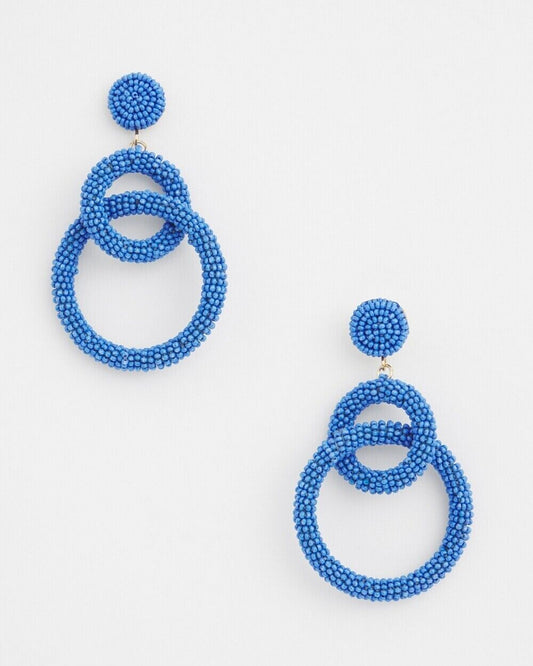 CHICO'S NO DROOP BLUE SEAD BEADED EARRINGS