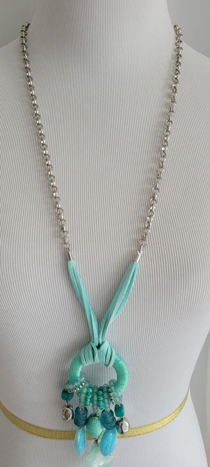 CHICO' S TURQOUISE TASSEL NECKLACE