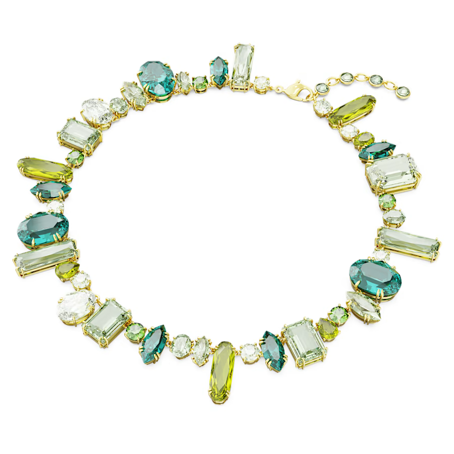 Swarovski Crystal Gema Necklace, Mixed Cuts, Green, Gold-Tone Plated 5657388