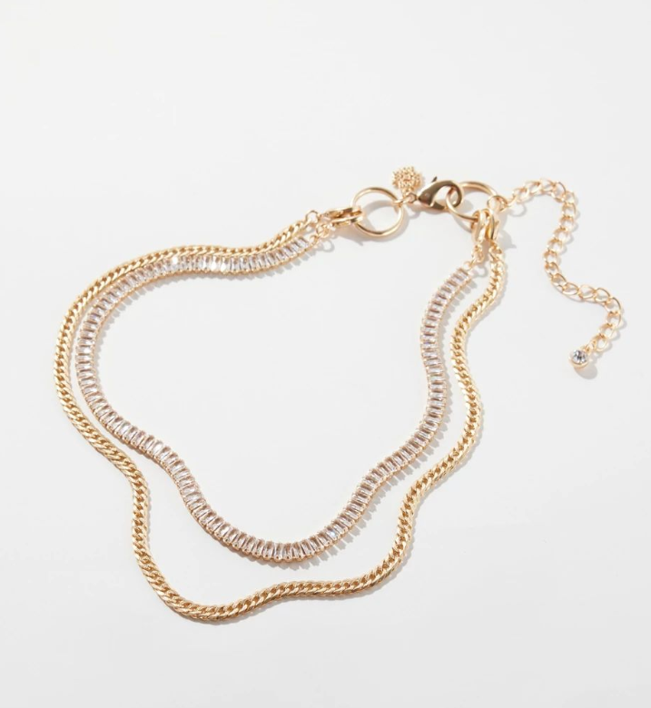 WHITE HOUSE BLACK MARKET GOLD PRINCESS TENNIS NECKLACE