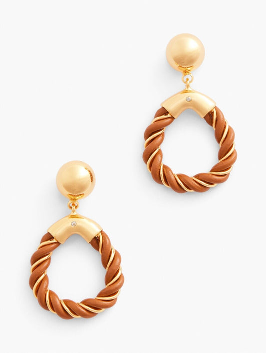 TALBOTS BRAIDED LEATHER DROP EARRINGS