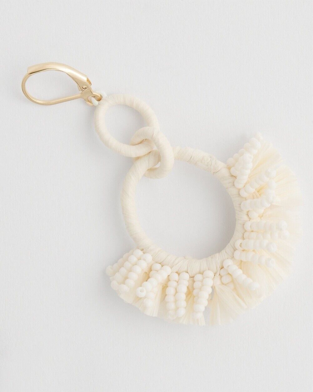 CHICO'S  NO DROOP WHITE RAFFIA WRAP EARRINGS