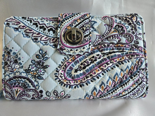 Vera Bradley RFID Turnlock Wallet, Soft Sky Paisley