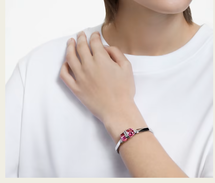Swarovski Lucent bangle Magnetic closure, Pink, Stainless steel