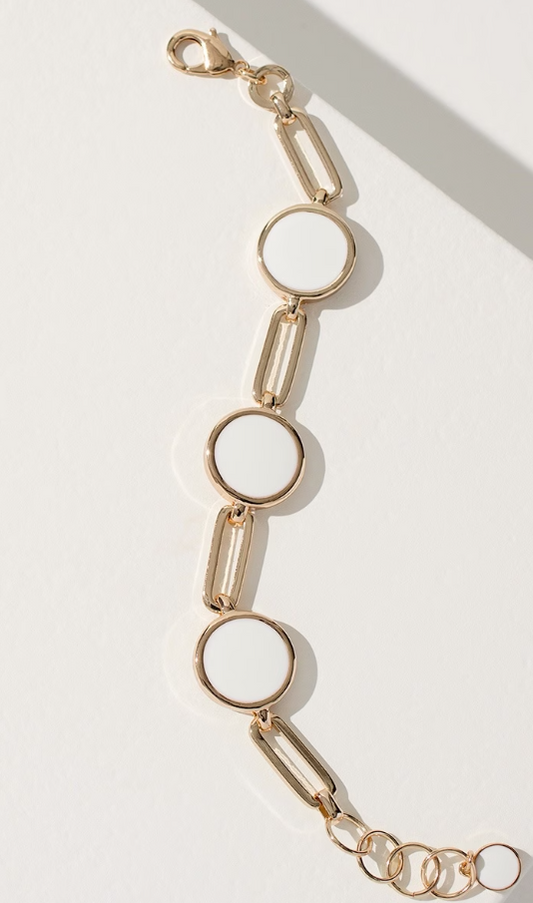 CHICO'S WHITE ENAMEL CLASP BRACELET