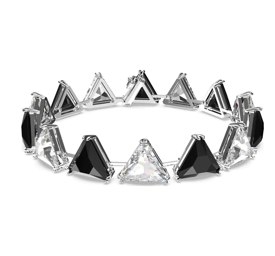 SWAROVSKI ORTYX RHODIUM PLATED BLACK CRYSTAL TRIANGLE CUT BRACELET
