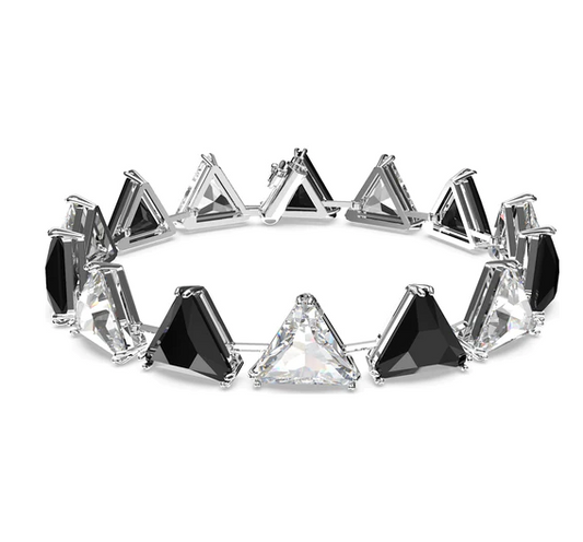 SWAROVSKI ORTYX RHODIUM PLATED BLACK CRYSTAL TRIANGLE CUT BRACELET