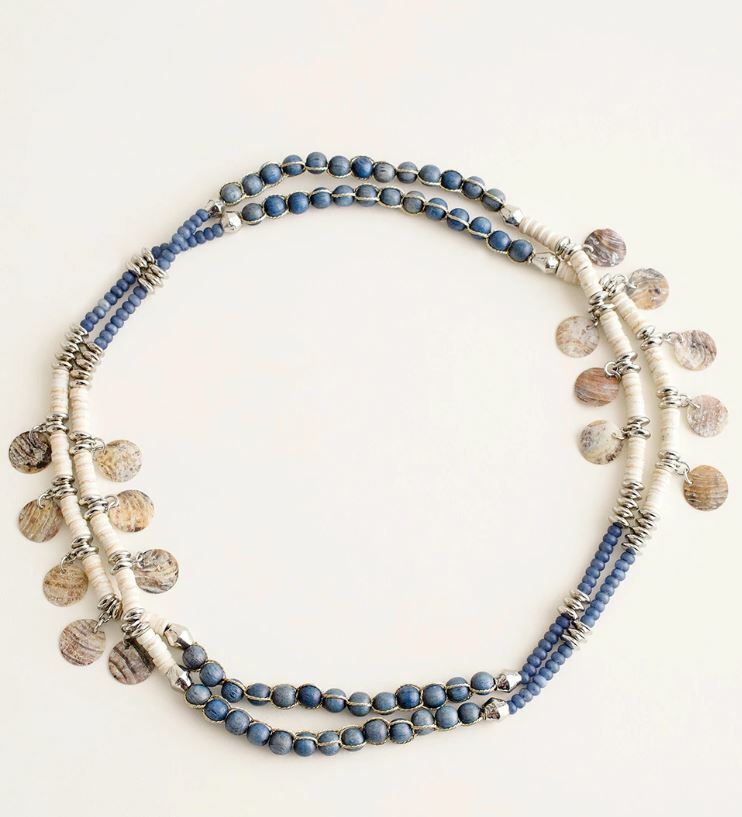 CHICO'S BLUE SINGLE-STRAND BEADED NECKLACE