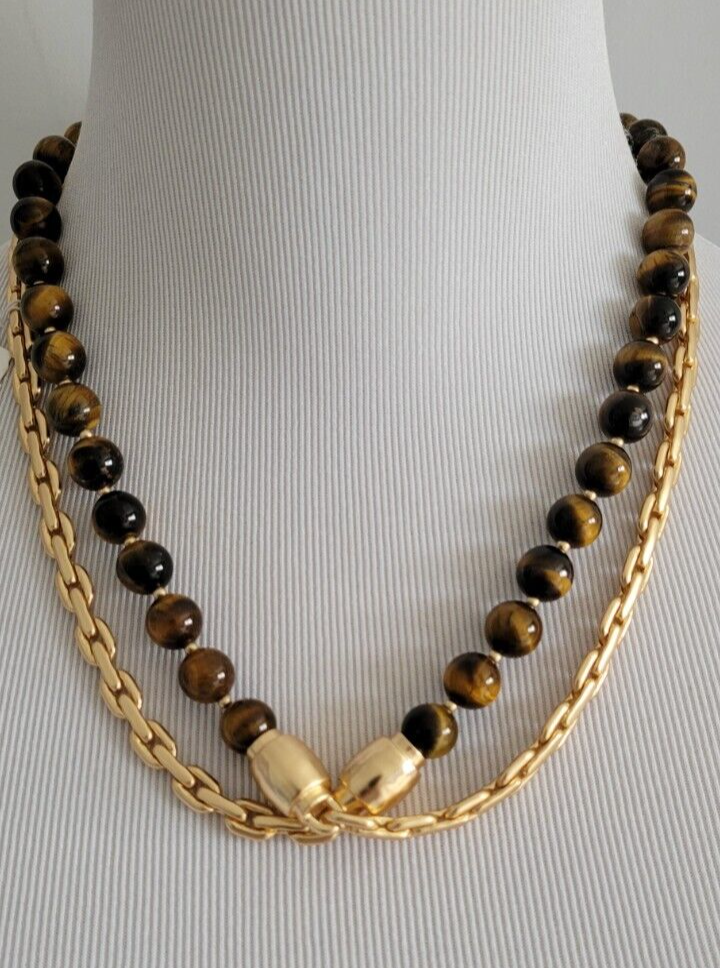 CHICO' S BEADED MAGNETIC MIX TIGER'S NECKLACE