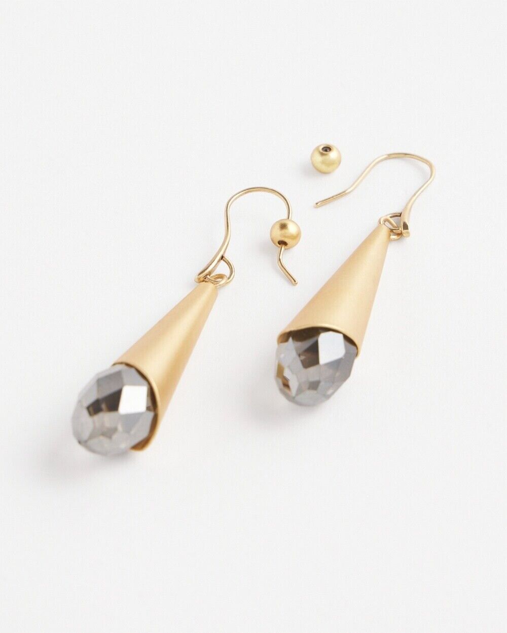 CHICO'S NO DROOP GOLD TONE STONE DROP EARRINGS