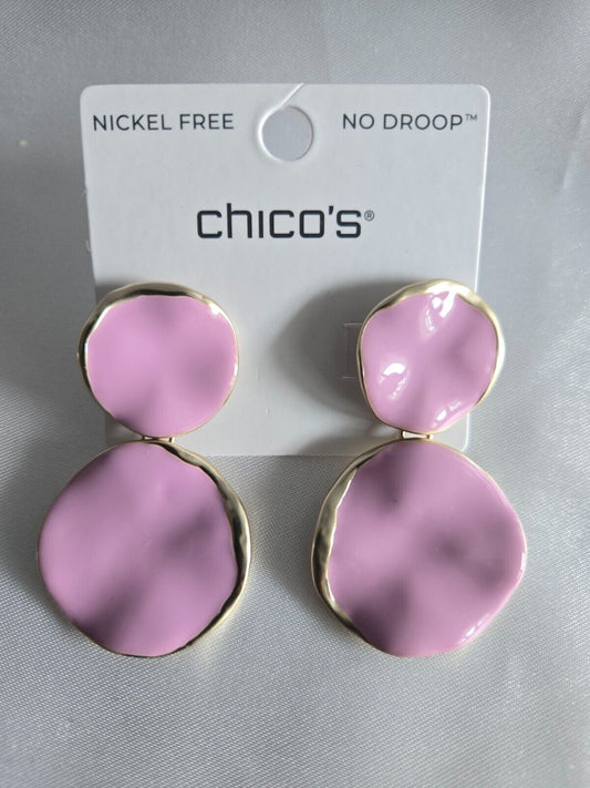 CHICO'S NO DROOP PURPLE ROUND DROP EARRINGS