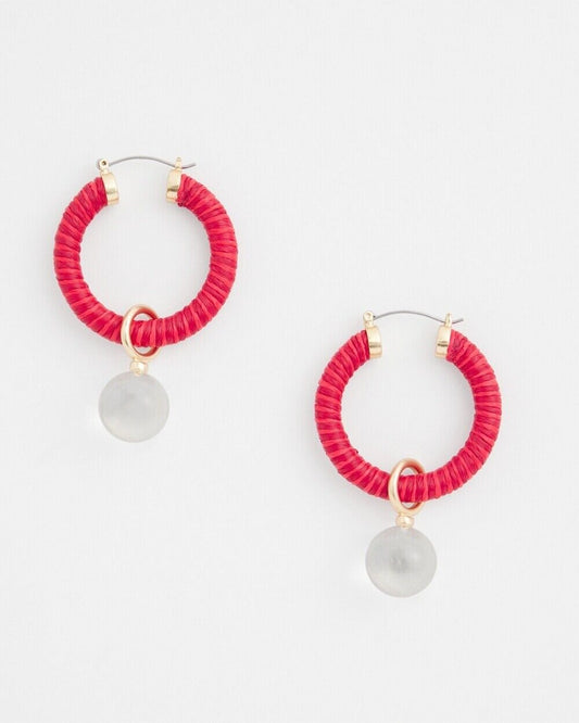CHICO'S  NO DROOP CONVERTIBLE RED HOOPS EARRINGS