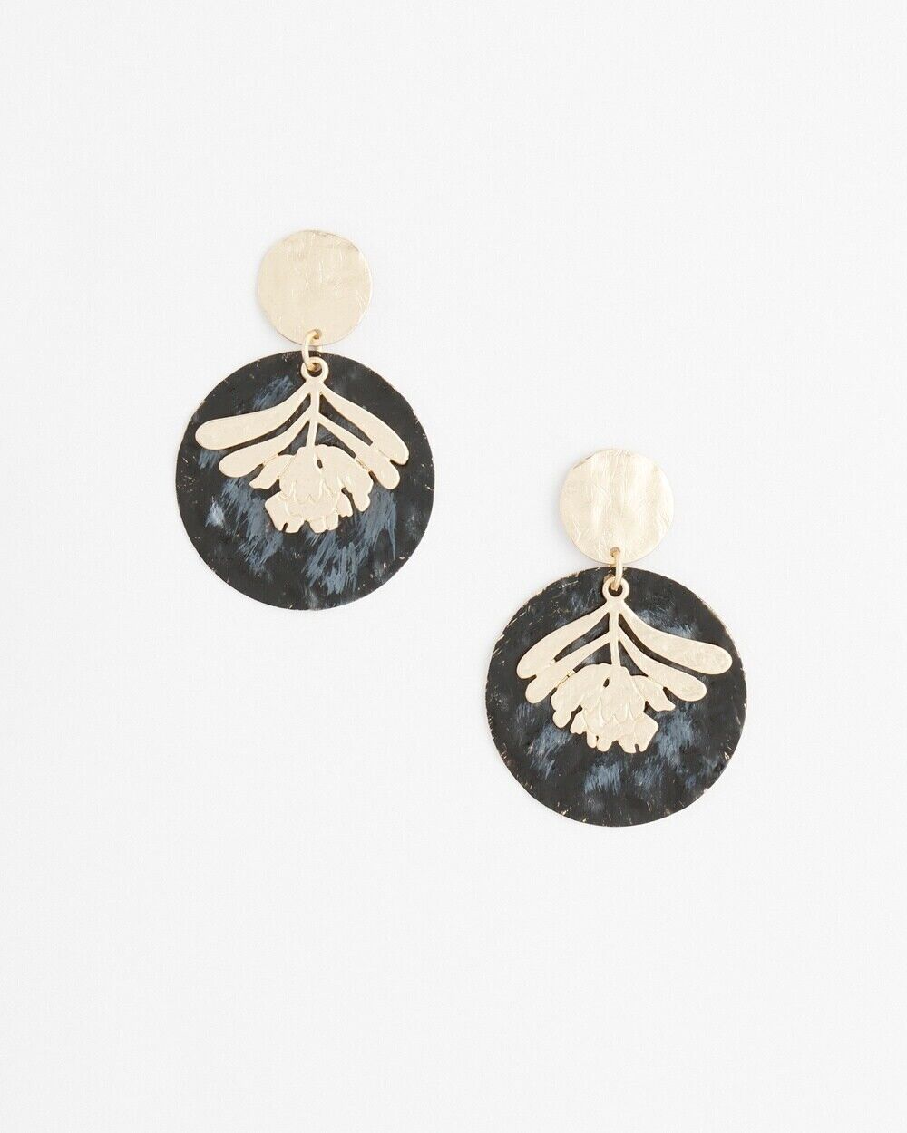CHICO'S NO DROOP BLACK LEAF DROP EARRINGS