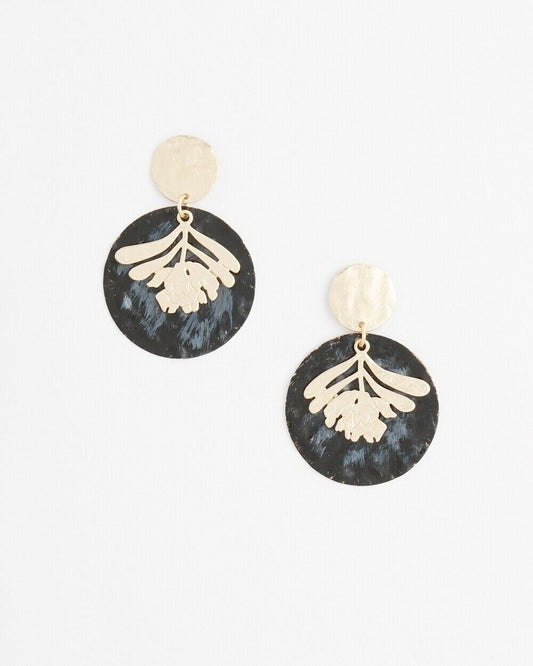 CHICO'S NO DROOP BLACK LEAF DROP EARRINGS