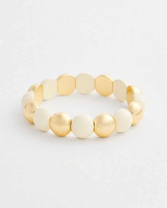 CHICO'S GOLD TONE BEADED  STRETCH BRACELET