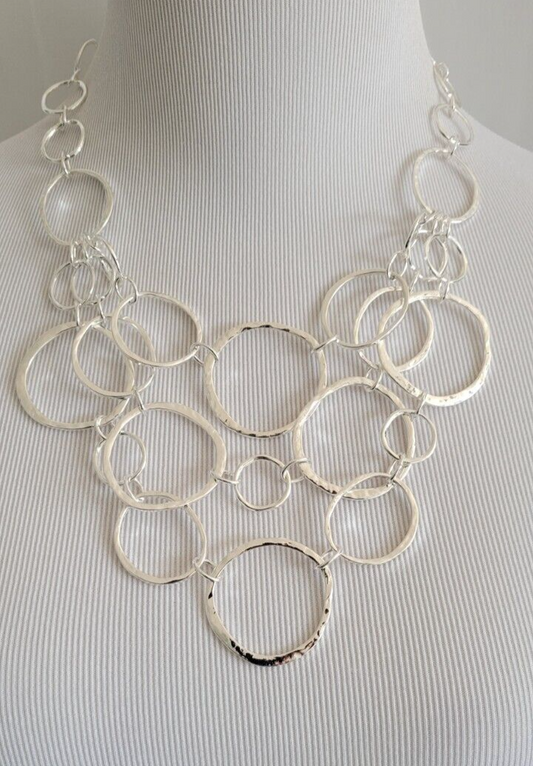 CHICO' S SHORT SILVERTONE MULTI-STRAND NECKLACE