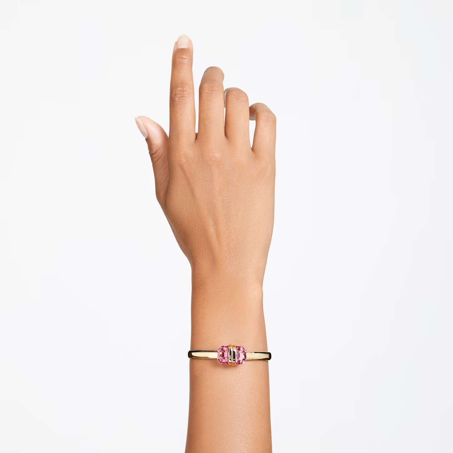 Swarovski Lucent bangle Magnetic closure, Pink, Gold-tone plated