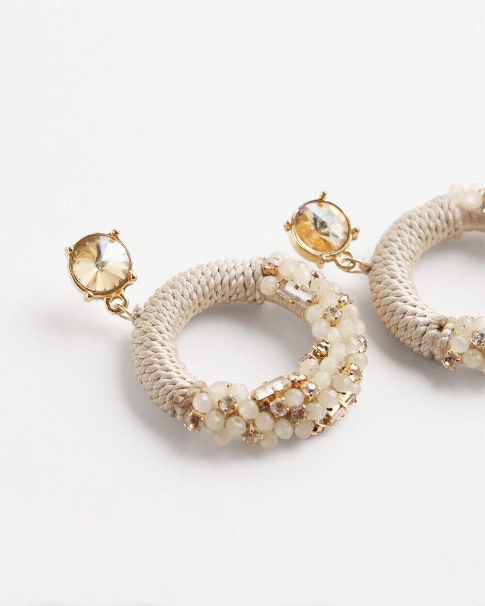 CHICO'S NO DROOP BEADED HOOPS EARRINGS
