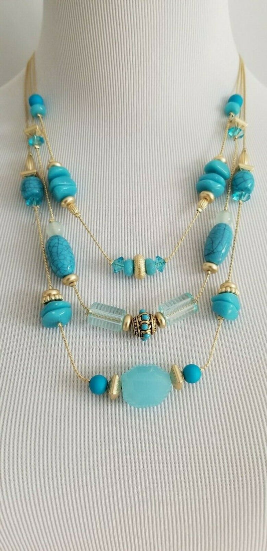 CHICO'S TURQUOISE-HUED ILLUSION NECKLACE