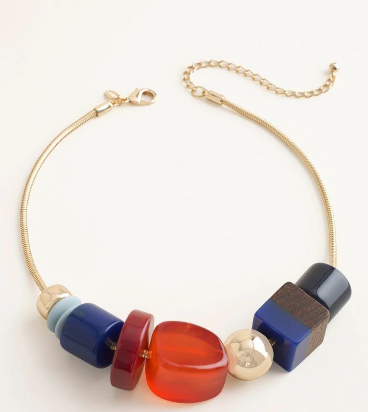 CHICO'S SHORT MULTI-COLORED GEOMETRIC BIB NECKLACE