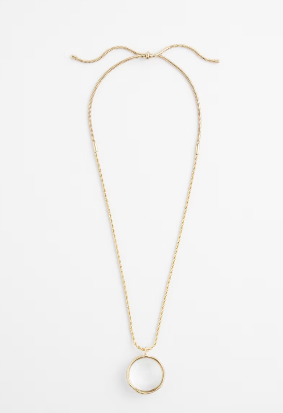 CHICO'S GLASS LOUPE MAGNIFIER PENDANT NECKLACE