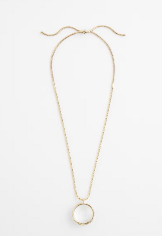 CHICO'S GLASS LOUPE MAGNIFIER PENDANT NECKLACE