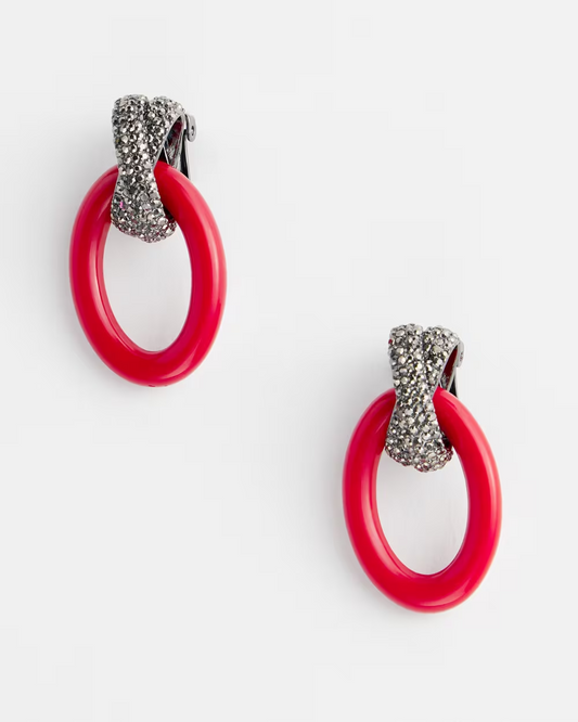 CHICO'S RED LINK HEMATITE EARRINGS