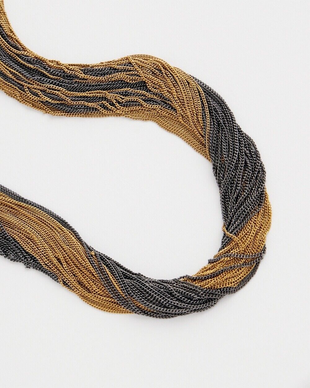 CHICO'S HEMATITE GOLD TONE MULTI STRAND NECKLACE
