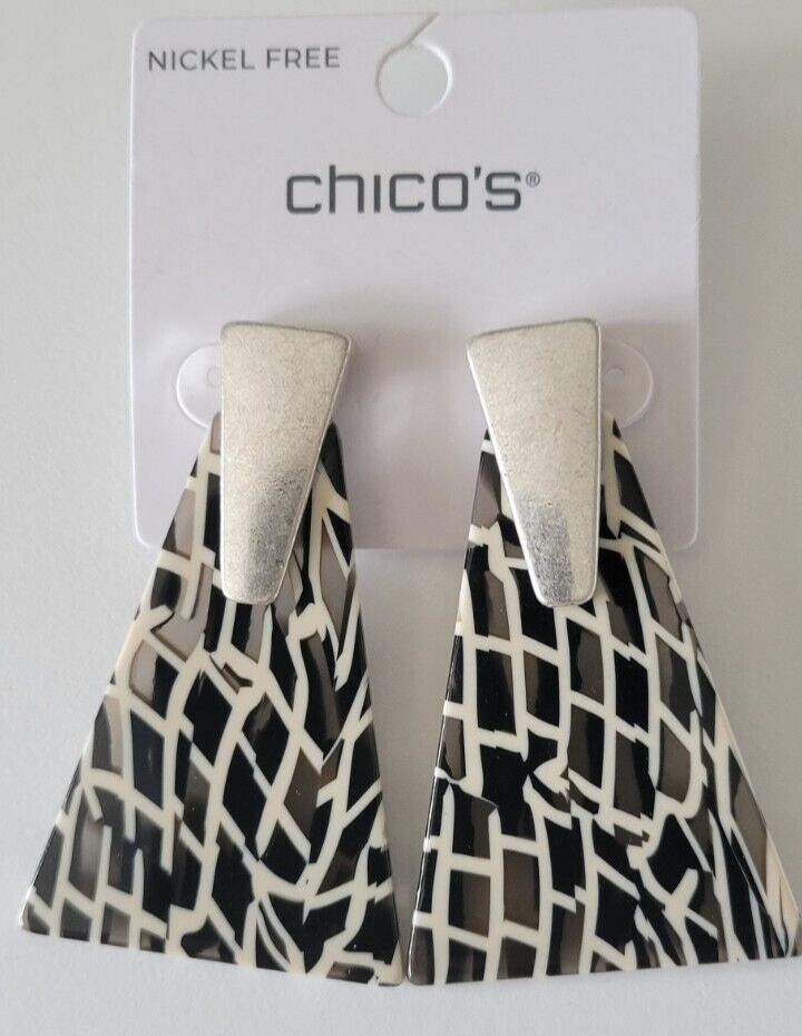 CHICO'S MARBLE TRIANGLE DROP EARRINGS
