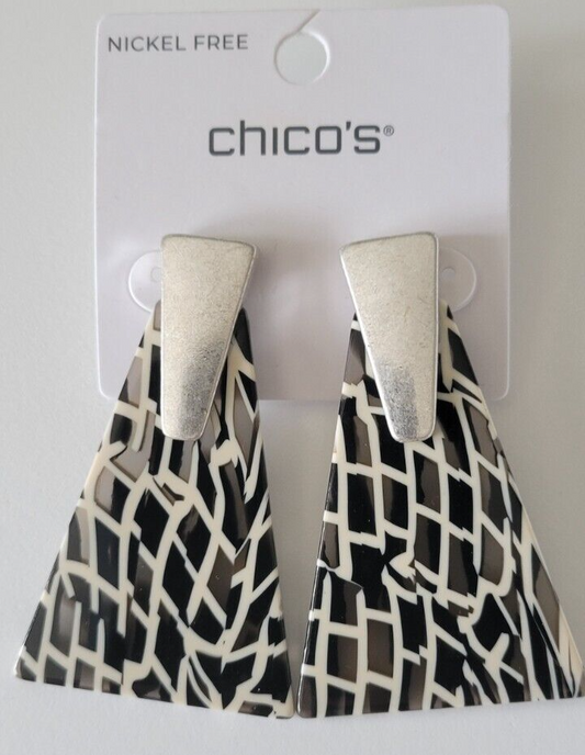 CHICO'S MARBLE TRIANGLE DROP EARRINGS
