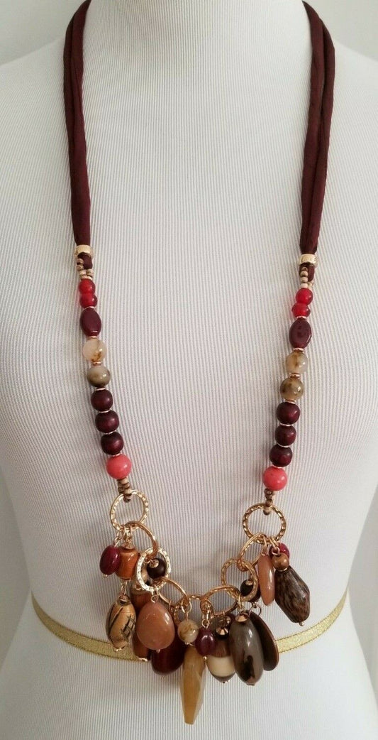 CHICO'S CHERRY-COLORED CHARM NECKLACE