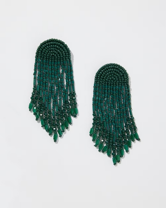 CHICO'S GREEN FRINGE EARRINGS