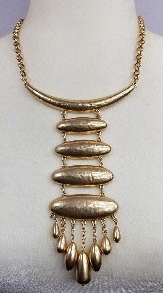 CHICO'S GOLD-TONE DOMED PENDANT NECKLACE