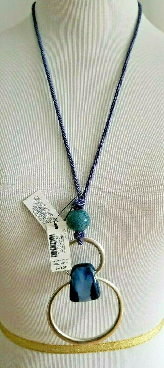 CHICO'S BLUE CONVERTIBLE GEOMETRIC PENDANT NECKLACE