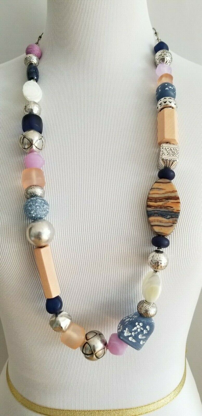 CHICO'S BEADED MULTI-COLORED SINGLE-STRAND NECKLACE