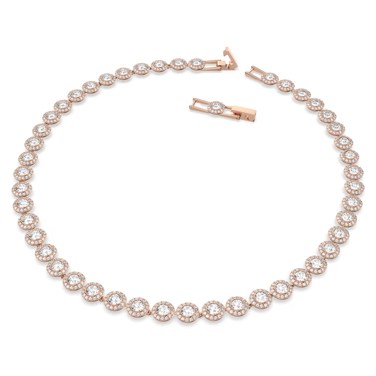 Swarovski Una Angelic Tennis necklace Round cut, White, Rose gold-tone plated