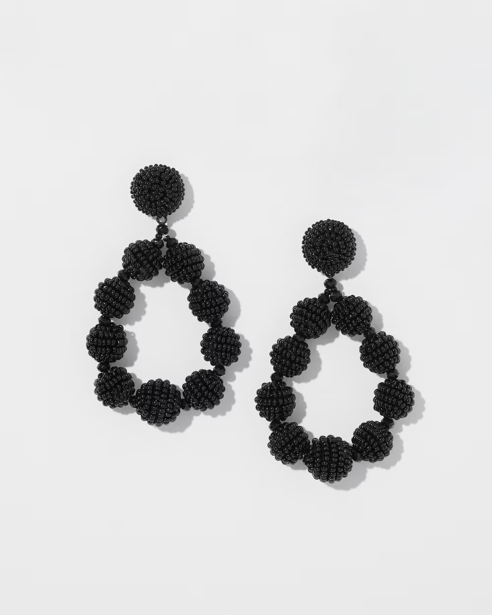 CHICO'S  BLACK SEED BEAD DROP EARRINGS