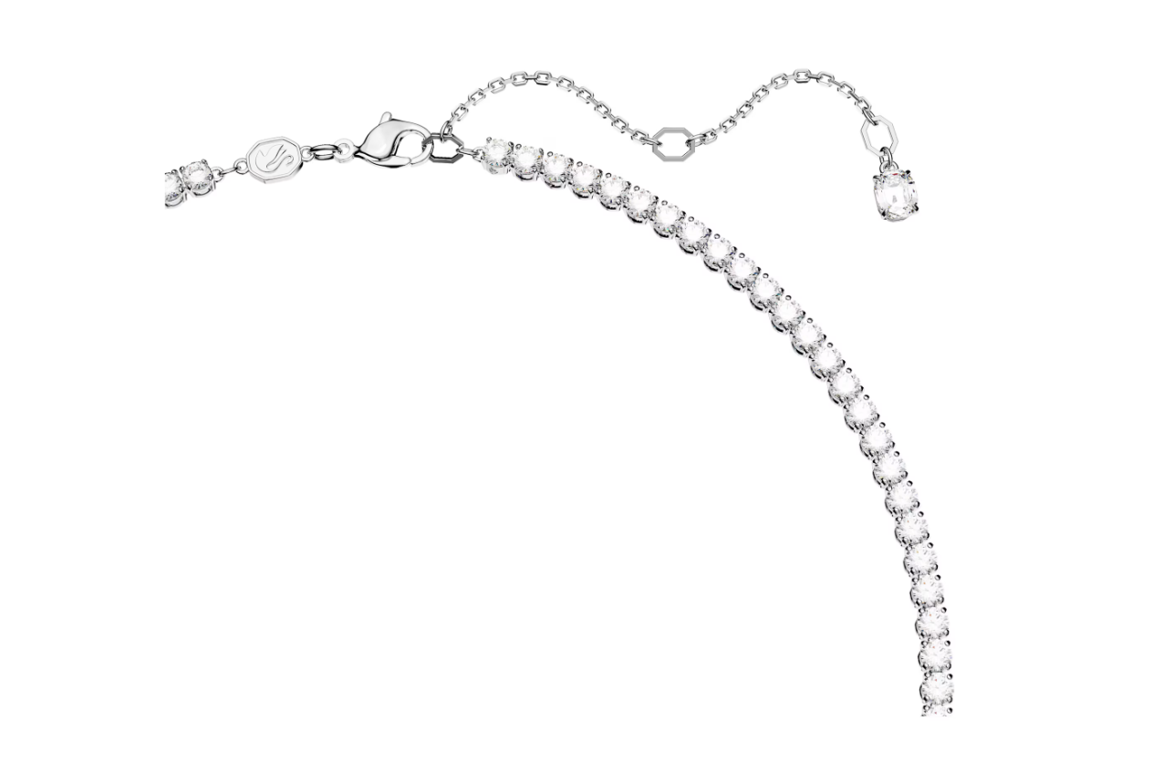 Swarovski Matrix Tennis necklace Mixed cuts, Blue, Rhodium plated