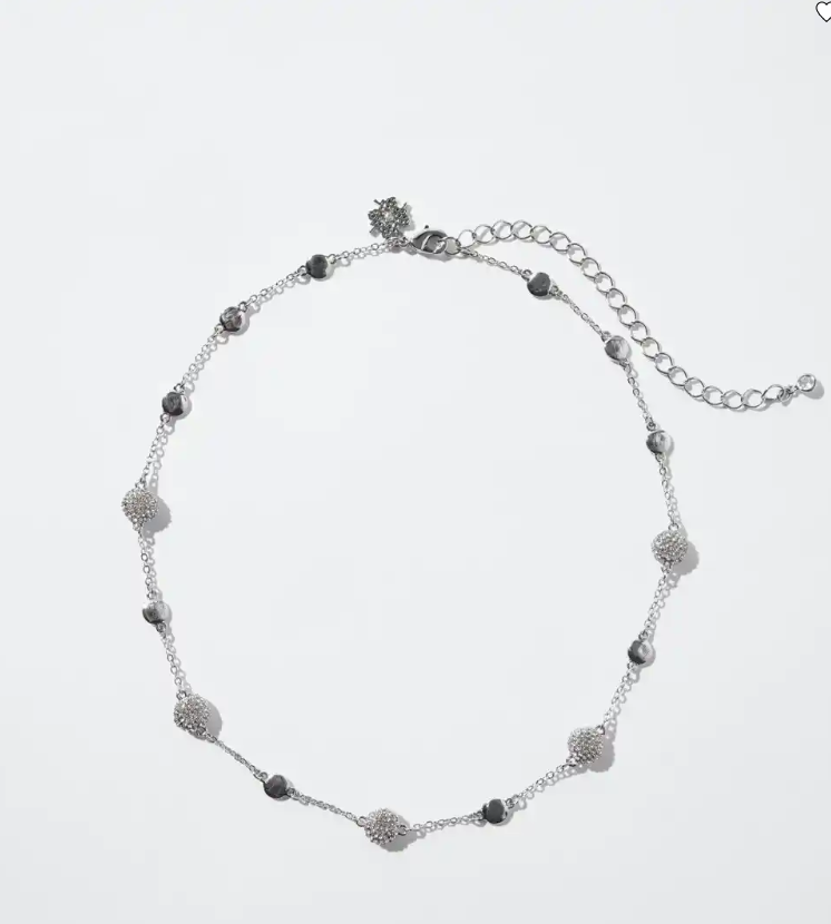 WHITE HOUSE BLACK MARKET SILVER DISC SHORT STRAND NECKLACE