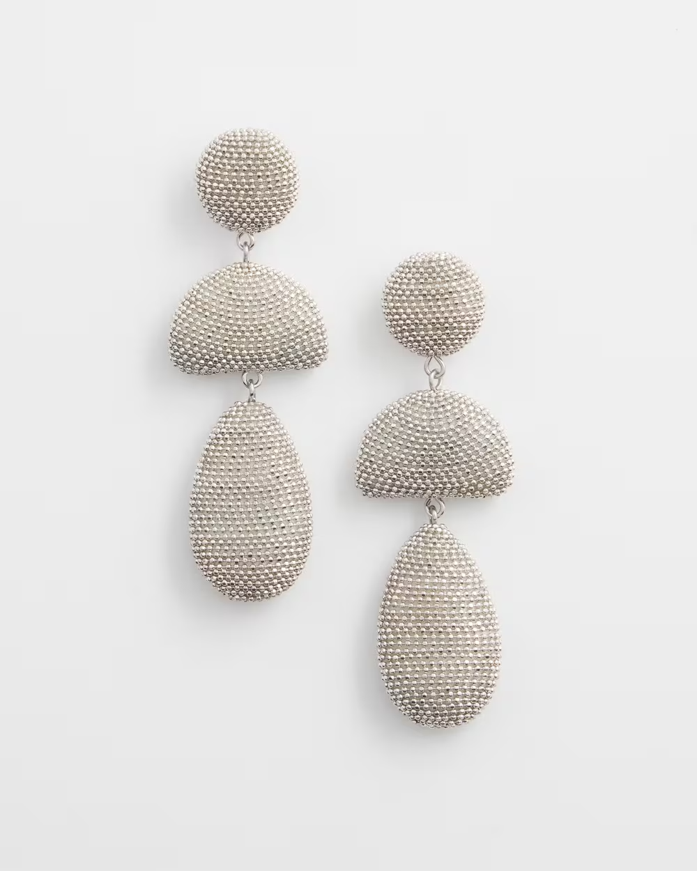 CHICO'S SILVER TONE LINEAR DROP EARRINGS
