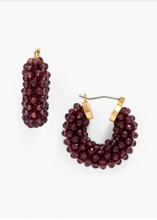 TALBOTS FACET BEAD CLUSTER HOOP EARRINGS