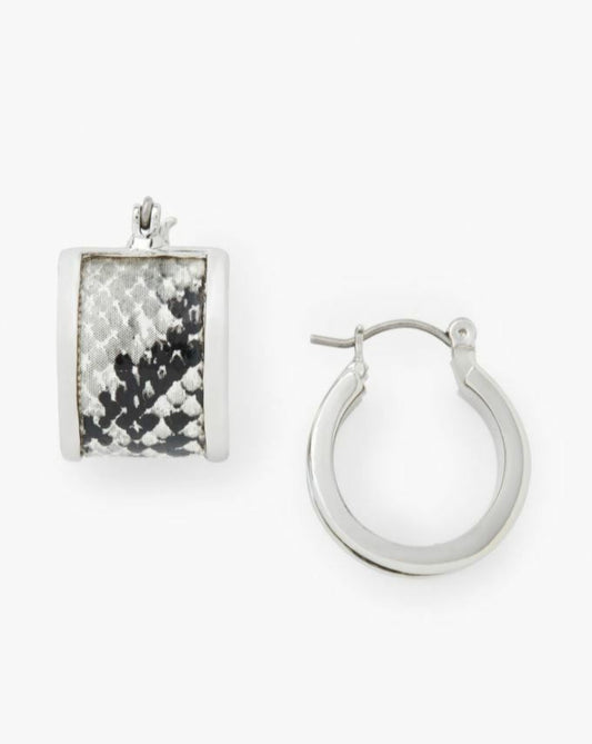TALBOTS SNAKESKIN INSET HOOP EARRINGS