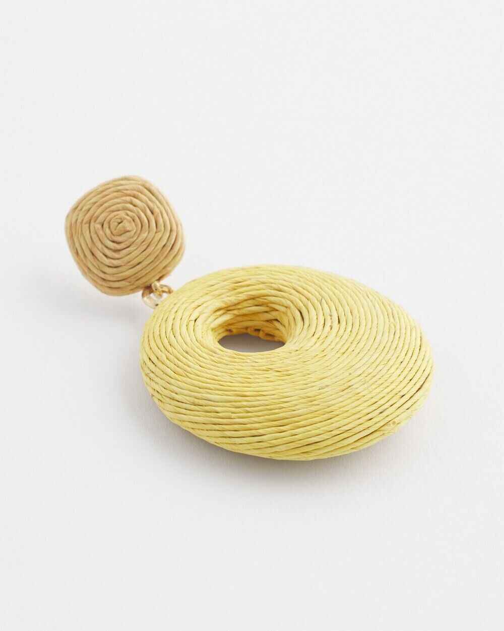 CHICO'S NO DROOP YELLOW RAFFIA DROP EARRINGS